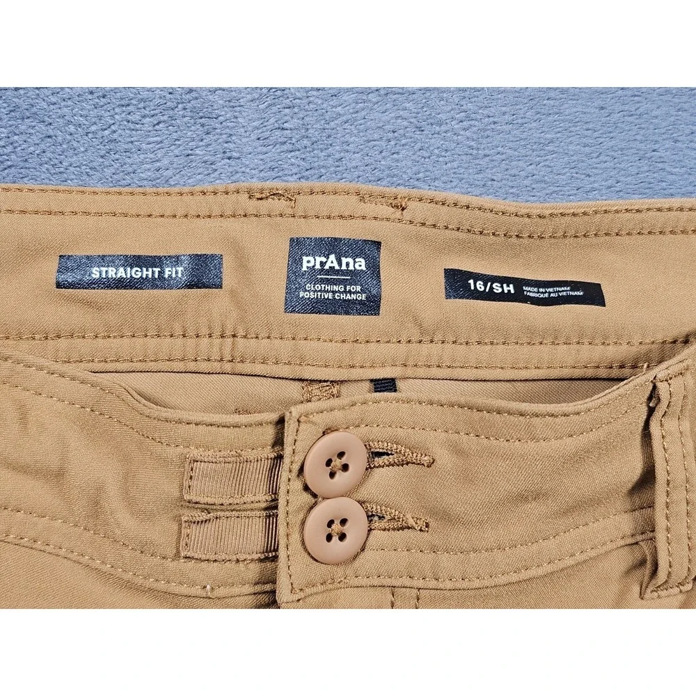 prAna Halle Straight Pant Womens 16 Short Brown‎ Stretch Hiking Outdoor Nylon